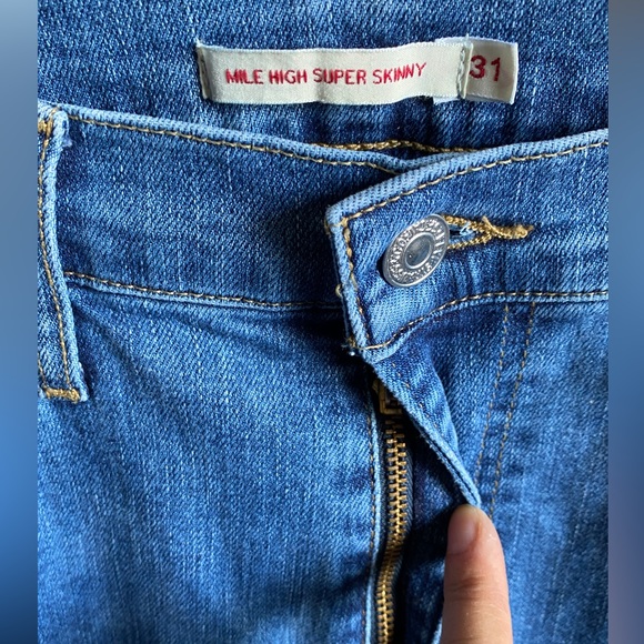 Levi’s Mile High Super Skinny Jeans with Side Zippers Size 31 (fits like 29-30) - Picture 5 of 10